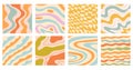 Distorted wavy patterns square background set Royalty Free Stock Photo