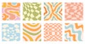Distorted wavy patterns square background set Royalty Free Stock Photo