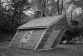 The distorted wood sculpture Huff and Puff strains reality for the visitor 2