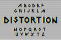 Distortion Alphabet. Vector distorted glitch font. Trendy style lettering typeface. Royalty Free Stock Photo