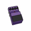 Distortion pedal doodle icon, vector color illustration Royalty Free Stock Photo