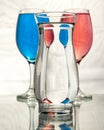 Distortion and refraction in three glasses of water Royalty Free Stock Photo