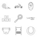 Distract child icons set, outline style Royalty Free Stock Photo