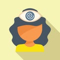 Distracted mind icon flat vector. Dizziness head