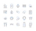 Distractions line icons collection. Multitasking, Noise, Interruptions, Technology, Social media, Temptations