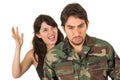 Distraught military soldier veteran ptsd fighting Royalty Free Stock Photo