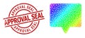 Distress Approval Seal Badge and Lowpoly Spectral Colored Banner Icon with Gradient
