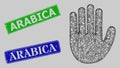 Distress Arabica Stamp Seals and Hatched Hand Palm Web Mesh