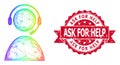 Distress Ask for Help Stamp Seal and LGBT Colored Network Call Center Operator