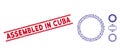 Distress Assembled in Cuba Line Stamp and Mosaic Dotted Rosette Circular Frame Icon