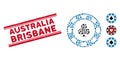 Distress Australia Brisbane Line Seal with Collage Clubs Casino Chip Icon Royalty Free Stock Photo
