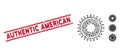 Distress Authentic American Line Stamp and Mosaic Cogwheel Icon Royalty Free Stock Photo
