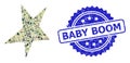 Distress Baby Boom Stamp and Military Camouflage Collage of Asymmetrical Star