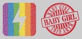 Distress Baby Girl Watermark and Mosaic Electric Hazard Hole for LGBT