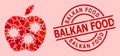 Rubber Balkan Food Badge and Red Heart Infected Apple Mosaic
