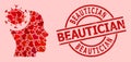 Distress Beautician Stamp and Red Lovely Head Virus Mosaic