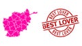 Distress Best Lover Stamp and Heart Mosaic of Afghanistan Map