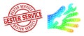 Distress Bester Service Stamp Imitation and Lowpoly Spectral Colored Wrench Service Hand Icon with Gradient