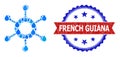 Distress Bicolor French Guiana Seal and Collage Central Connection of Blue Liquid Tears