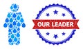 Distress Bicolor Our Leader Stamp and Collage Mister of Blue Water Tears Royalty Free Stock Photo