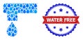 Distress Bicolor Water Free Stamp Seal and Mosaic Kitchen Tap of Blue Water Drops