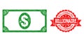 Distress Billionaire Stamp and Network Usd Banknote Icon