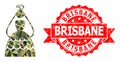 Distress Brisbane Seal And Crowned Bride Triangle Mocaic Military Camouflage Icon