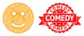 Distress Comedy Stamp Seal and Net Glad Smiley Icon Royalty Free Stock Photo