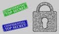 Distress Confidential Top Secret Stamp Imitations and Hatched Lock Web Mesh Royalty Free Stock Photo