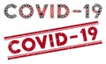 Distress Covid-19 Red Stamp and Coronavirus Mosaic Text