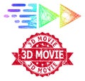 Distress 3D Movie Stamp and Multicolored Network Move