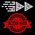 Distress Decision Maker Stamp and Bright Polygonal Net Move with Glare Spots