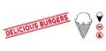 Distress Delicious Burgers Line Seal with Collage Ice-Cream Icon