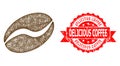 Distress Delicious Coffee Seal and Linear Cacao Bean Icon