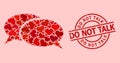 Rubber Do Not Talk Seal and Red Love Chat Mosaic