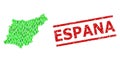 Distress Espana Stamp Seal and Green Customers and Dollar Mosaic Map of Gipuzkoa Province