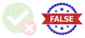 Distress False Round Rosette Bicolor Badge and Mesh Wireframe False Positive