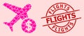 Grunge Flights Stamp Seal and Pink Lovely Airflight Price Collage Royalty Free Stock Photo