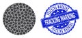 Distress Fracking Warning Round Seal Stamp and Fractal Filled Circle Icon Composition