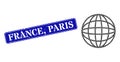 Distress France, Paris Watermark and Sphere Triangle Filled Icon