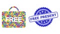 Distress Free Present Seal and Colorful Mosaic Free Case