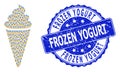 Distress Frozen Yogurt Round Watermark and Recursion Ice Cream Icon Mosaic