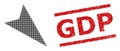 Distress GDP Stamp and Halftone Dotted Arrowhead Right-Down