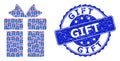 Distress Gift Round Seal and Recursive Gift Icon Mosaic