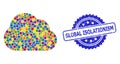 Distress Global Isolationism Seal and Bright Colored Collage Cloud