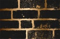 Distress golden old brick wall texture. Black and white grunge background