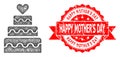 Distress Happy Mother`S Day Seal and Linear Marriage Cake Icon