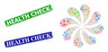Distress Health Check Badges and Weight Measure Icon Multi Colored Swirl Turbine