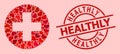 Grunge Healthly Badge and Red Lovely Medical Aid Mosaic