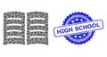 Distress High School Stamp and Fractal Open Book Icon Collage